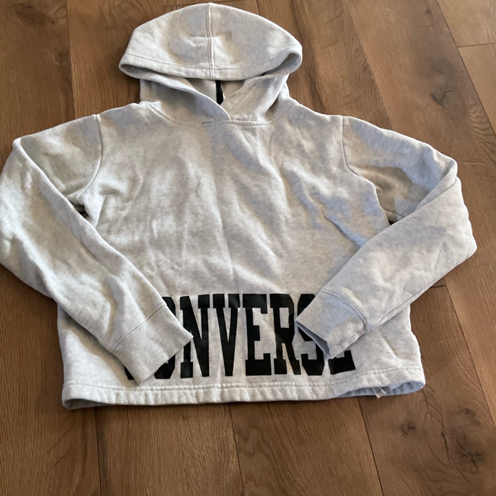 Converse Gray Cropped Sweater with Bold Lettering